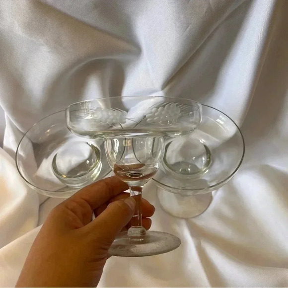 Vintage Etched Wheat Margarita Glasses - Picture 2 of 2